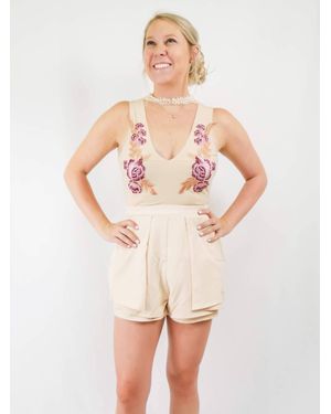 one & only Sleeveless Romper With Florals - Pink