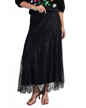 Easel All Over Lace Skater Maxi Skirt - Black