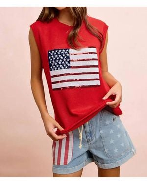 Bibi Usa Flag Sequin Top - Red