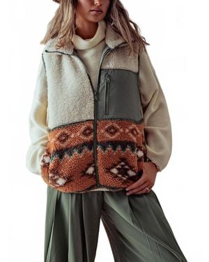 Rosa Clothing Western Zip Up Vest - Gray