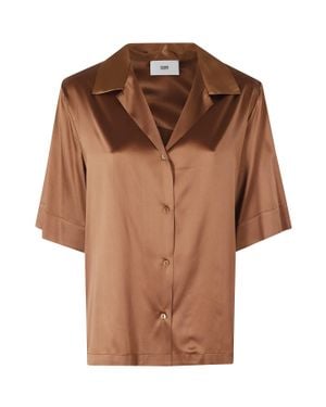 SOLOTRE Silk Classic-Collar Long-Sleeve Silk Casual Shirt - Brown