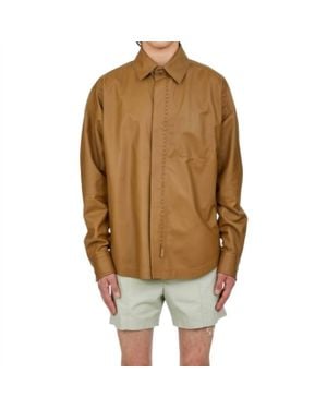 Ferragamo Napa Leather Shirt Jacket - Brown