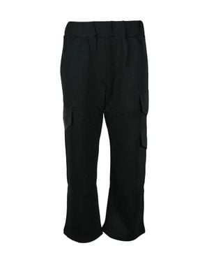 Rose' A Pois Relaxed Fit Cropped Pants With Elastic Waistband And Side Pockets - Black
