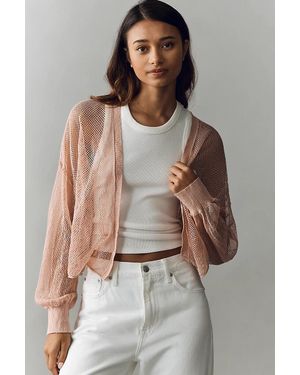Pilcro Sheer Mesh Cardigan - Brown