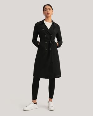 LILYSILK Classic Double Breasted Silk Trench Coat - Black