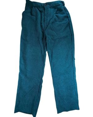 Zenana High Rise Corduroy Pants With Pockets - Blue
