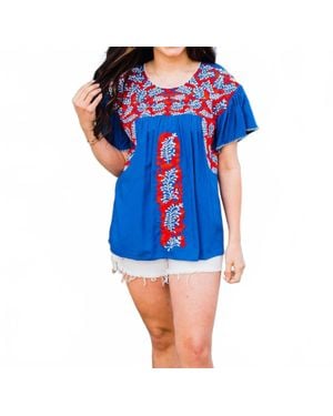 Layerz Clothing Martha Crew Neck Top - Blue