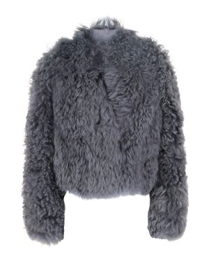 Ferragamo Shearling Cropped Jacket - Gray