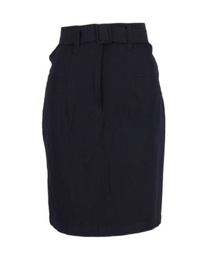 Jil Sander Belted Knee-Length Pencil Skirt - Blue