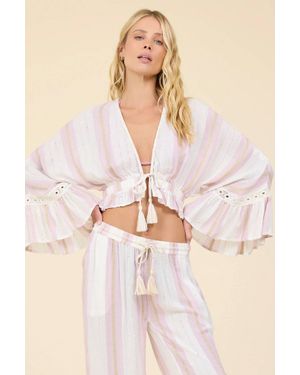 Surf Gypsy Striped Tie Blouse - Natural