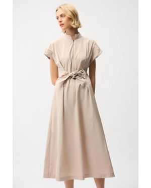 Joseph Ribkoff High-Neck Midi Wrap Dress - Natural
