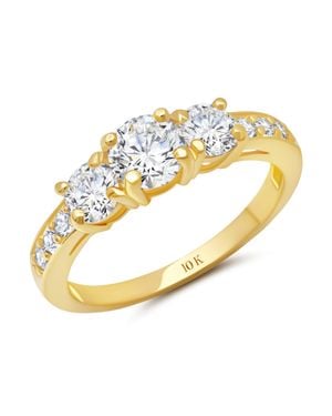 MAX + STONE 10K 1 Carat Cubic Zirconia Engagement Or Anniversary Three Stone Ring - Metallic