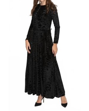 KMW Velvet Swirl Flowy Maxi Dress - Black
