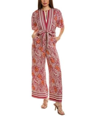 Tahari The Ines Silk-Blend Jumpsuit - Red