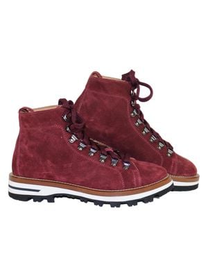 Monpiz Burgundy Falcade Suede Ski Snow Boots - Red