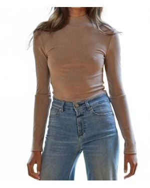 By Together Knit Ribbed Long Sleeve Mock Neck Top - Blue