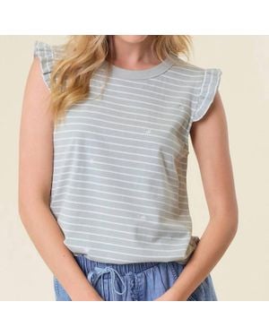 Doe And Rae Ruffle Sleeveless Floral Tank - Gray