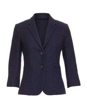 The Row Virgin Wool Angora Single Breasted Blazer - Blue