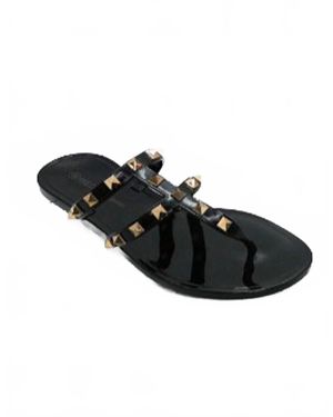 G Stylez Studded Flat Sandal - Black