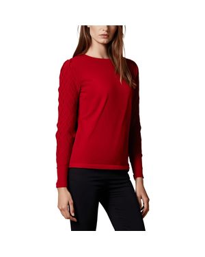 Anne Klein Solid Knit Pullover Sweater - Red