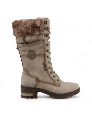 Mustang Off Mid-Calf Faux Fur Winter Combat Boots - Brown