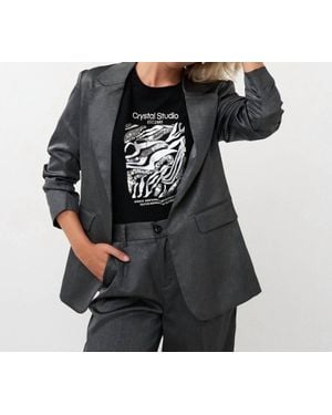 EsQualo Shimmer Crinkle Blazer - Black
