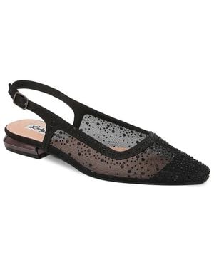 Couture Lady Kara Flats Rhinestone Square Toe Slingback Zap1972 - Black