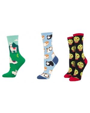 Socksmith Yo Llama & Cat Loaf & Bad Apple Socks - Black