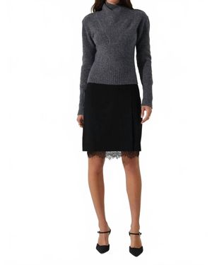 Astr Itzayana Lace Trim Pencil Mini Skirt - Black