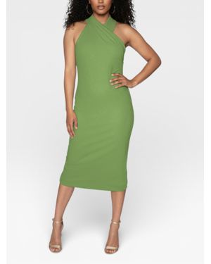 Rachel Roy Harland Crossover Halter Midi Dress - Green