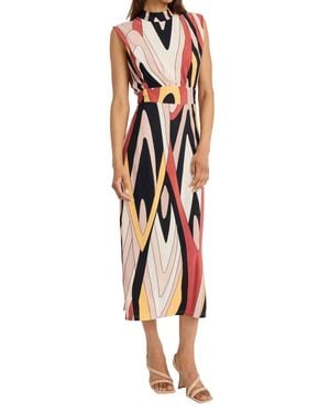 Donna Morgan Printed Matte Jersey Maxi Dress - White