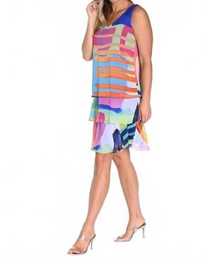 FRANK LYMAN V-Neck Layered Dress - Blue