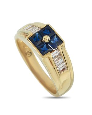 LB Exclusive 18K 0.20Ct Diamond And Sapphire Ring Mf19-110625 - Metallic