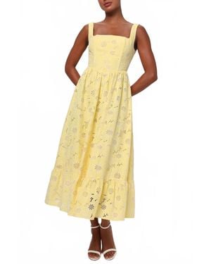 Lulus Eloise Eyelet Midi Dress - Yellow