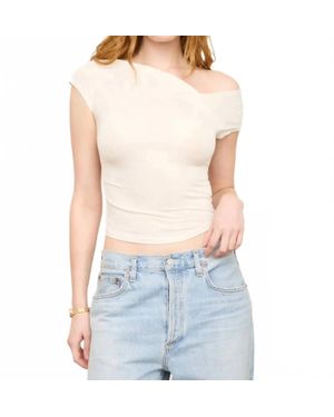 The Workshop Asymmetrical Wrap Neckline Knit Top - Blue