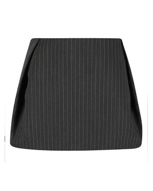 IRO Structured Strapless Mini Skirt With Vertical Pinstripes - Black