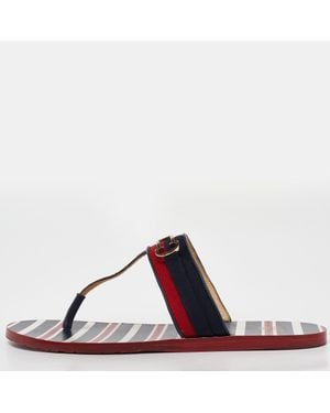 Carolina Herrera Canvas And Leather Thong Flats - Red