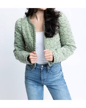 Karlie Dani Denim Floral Stitch Novelty Jacket - Green