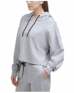 DKNY Activewear Sport Rhinestone Logo Cotton Hoodie - Gray