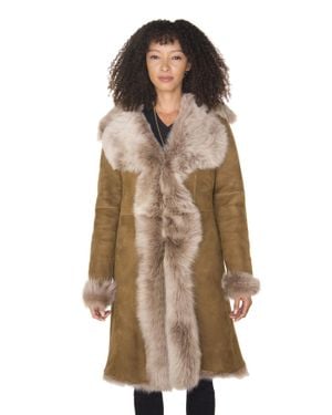 Infinity Leather Toscana Sheepskin Suede Trench Coat-Rochester - Brown