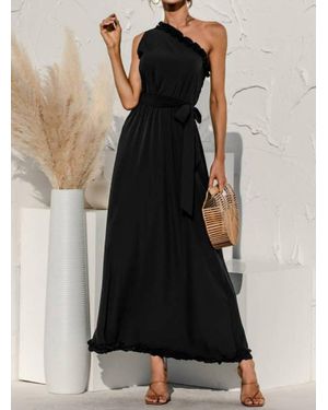 ES COLLECTION Date Night One Shoulder Dress - Black