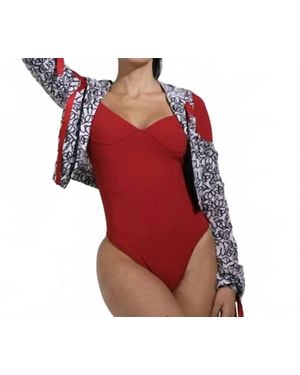 The Athletic Side Of Us Lady Liberty Long Sleeve Leotard - Red