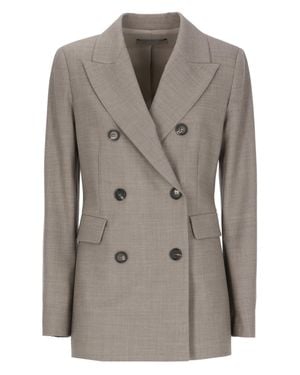 D. EXTERIOR Wool Peak-Lapel Double-Breasted Blazer - Gray