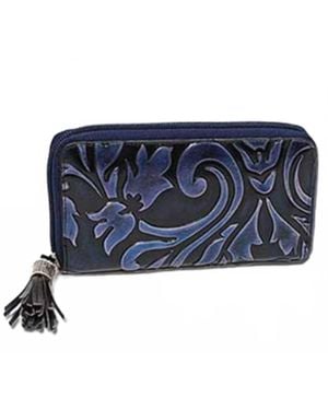 MC Handbags Odessa Embossed Leather Wallet - Blue