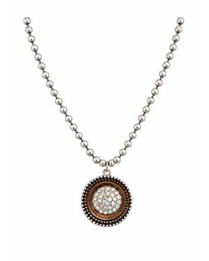 Bella Vita Crystal Medallion Necklace - Metallic