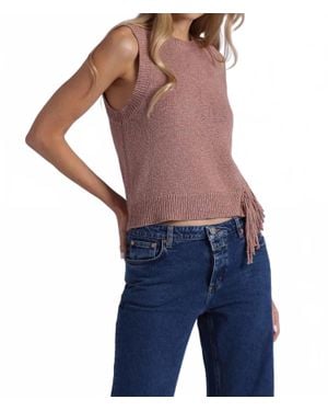 Minnie Rose Textured Sleeveless Crew Neck Tank Top - Blue