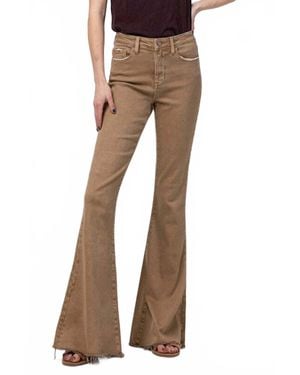 VERVET BY FLYING MONKEY Monica High Rise Flare Jeans - Brown