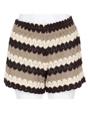 MC2 Saint Barth Crochet Scalloped Cotton Shorts - Natural