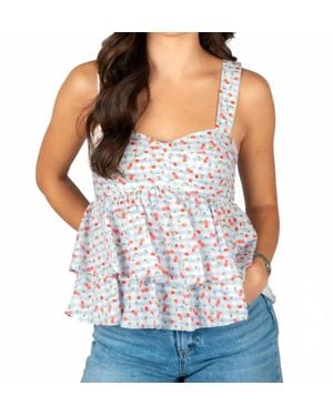 Sincerely Ours Cherry Check Bella Tank Top - Blue