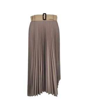 ANDERSSON BELL Andersson Two-Toned Bell Pleated Accents Midi Skirt - Brown
